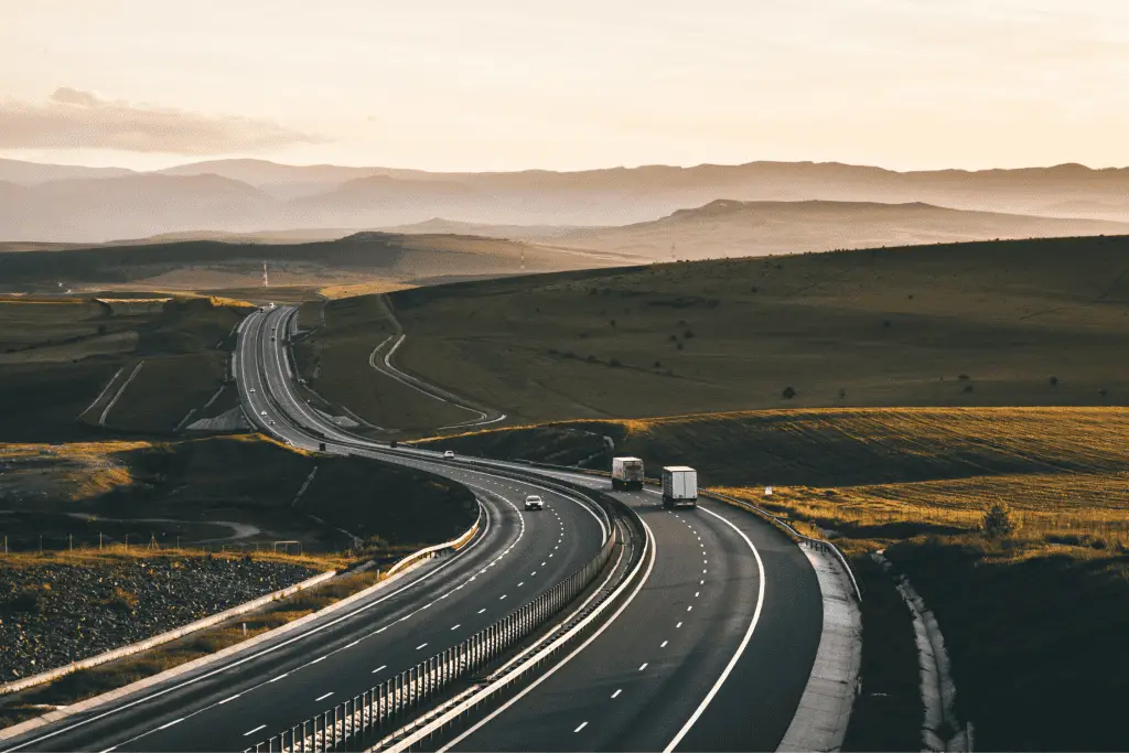 Trucks travelling on US highway.